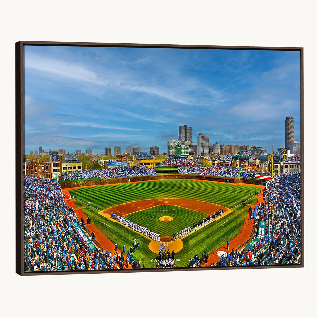 78105-MGV-CV-24X16 - Wrigley Field Chicago Cubs Panoramic Canvas Print, Framed and Ready to Hang