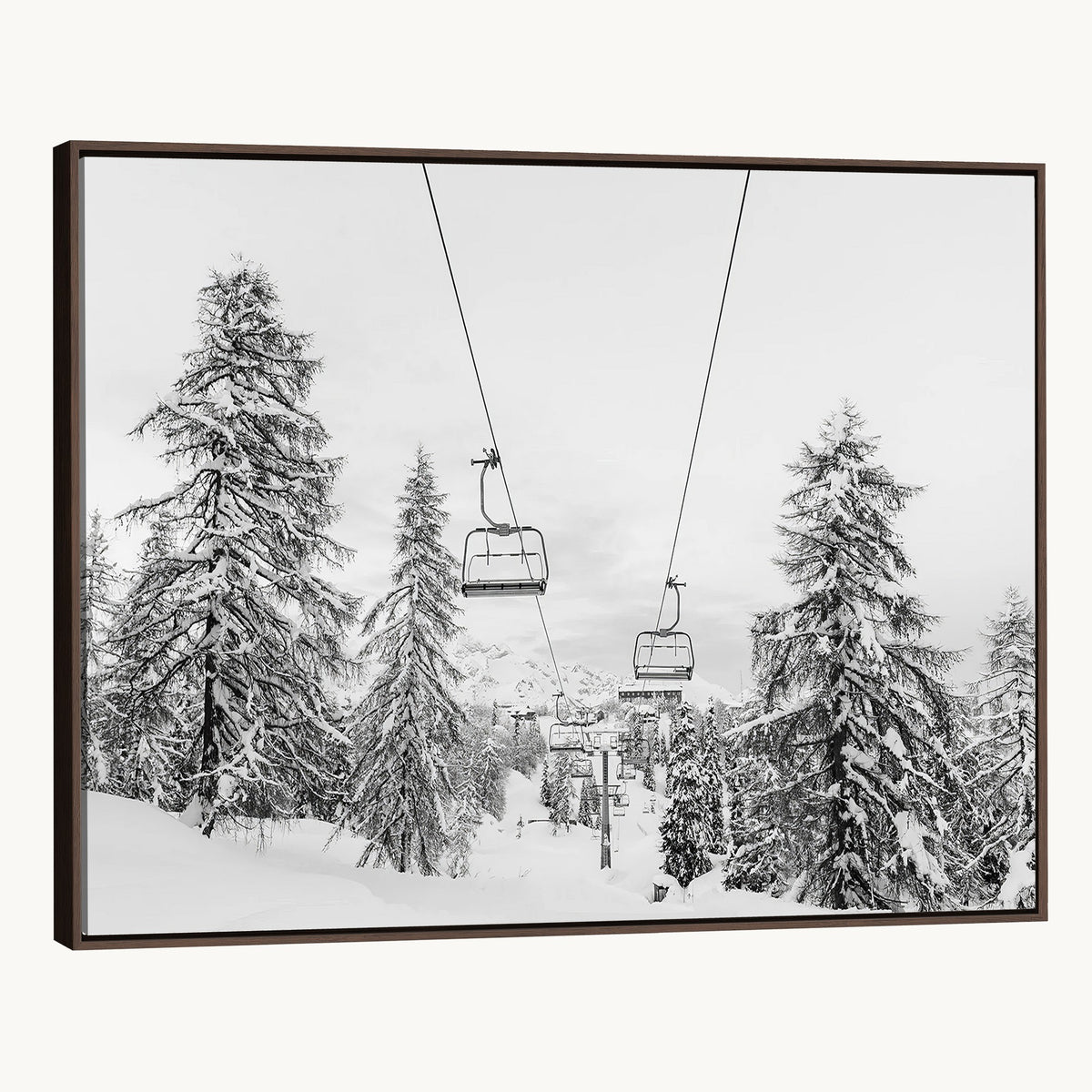 55003599D-MGV-CV-24X16 - Ski Lift Wall Art | Framed Snowy Mountain Canvas Artwork