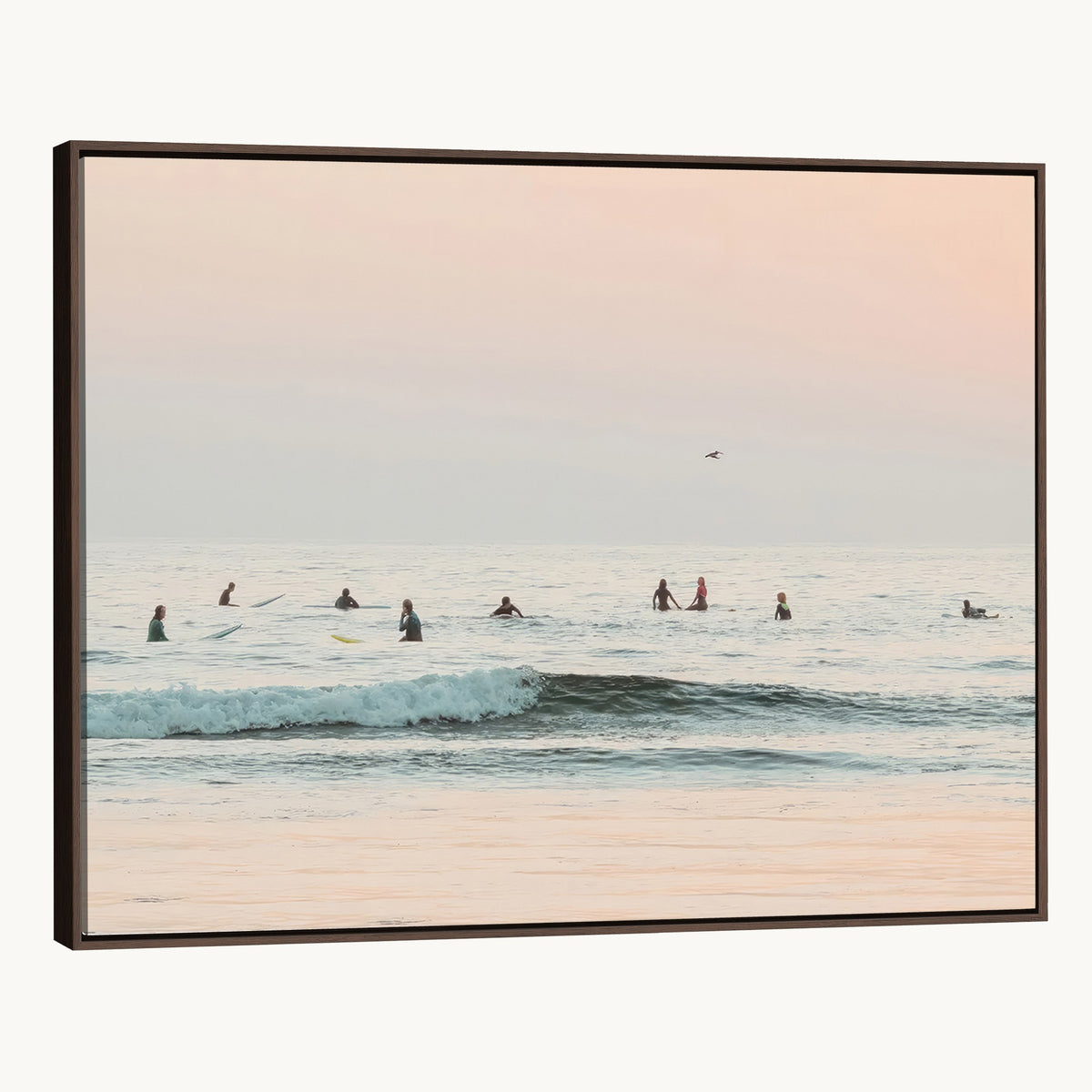 98888919-MGV-CV-24X16 - Pastel Ocean Wall Art Canvas Print, Framed Soft Sunset Calm Sea Coastal Art