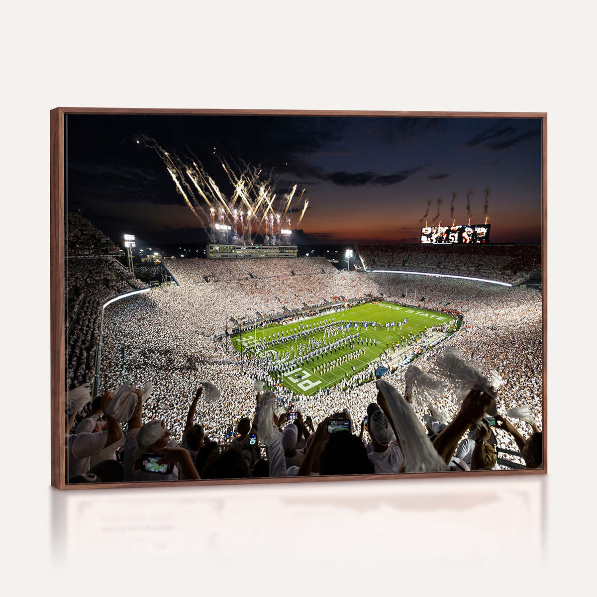 11221988-MGV-CV-36X24 - Epic Night Football Stadium Wall Art Canvas Print, Fireworks and Crowd