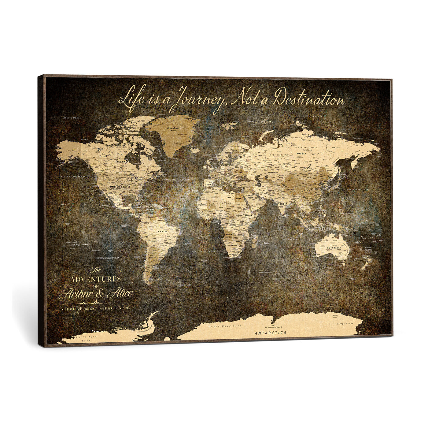75877068-MGV-CV-36X24 - Custom Push Pin World Map Wall Art Canvas Print – Personalized Travel Tracker with Pins Framed Large for Home and Office Decor
