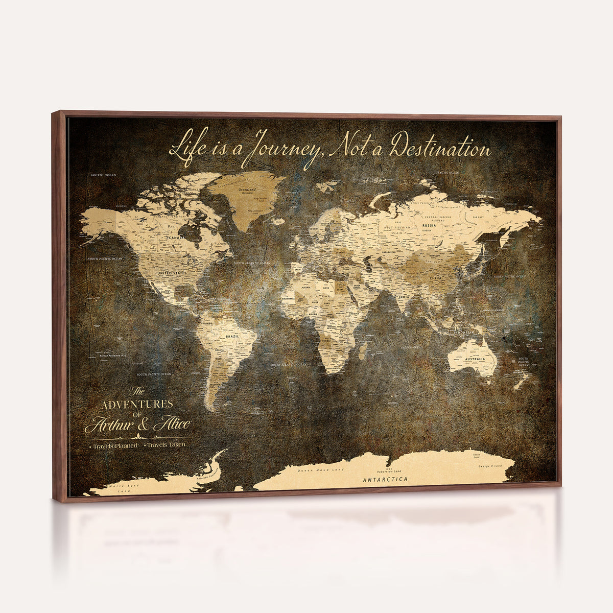 75877068-MGV-CV-36X24 - Custom Push Pin Travel Map Canvas Print, Couples Countries Visited Map, Bedroom and Study Decor