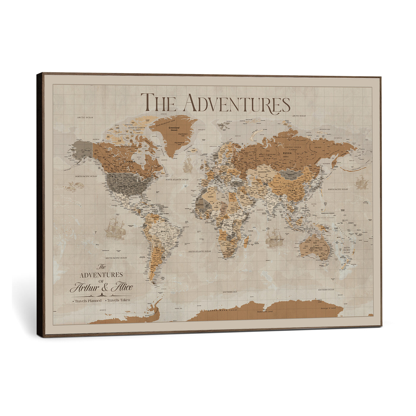 57738274-MGV-CV-36X24 - Custom Push Pin World Map Wall Art Canvas Print – Personalized Travel Tracker - NEWMAP-10