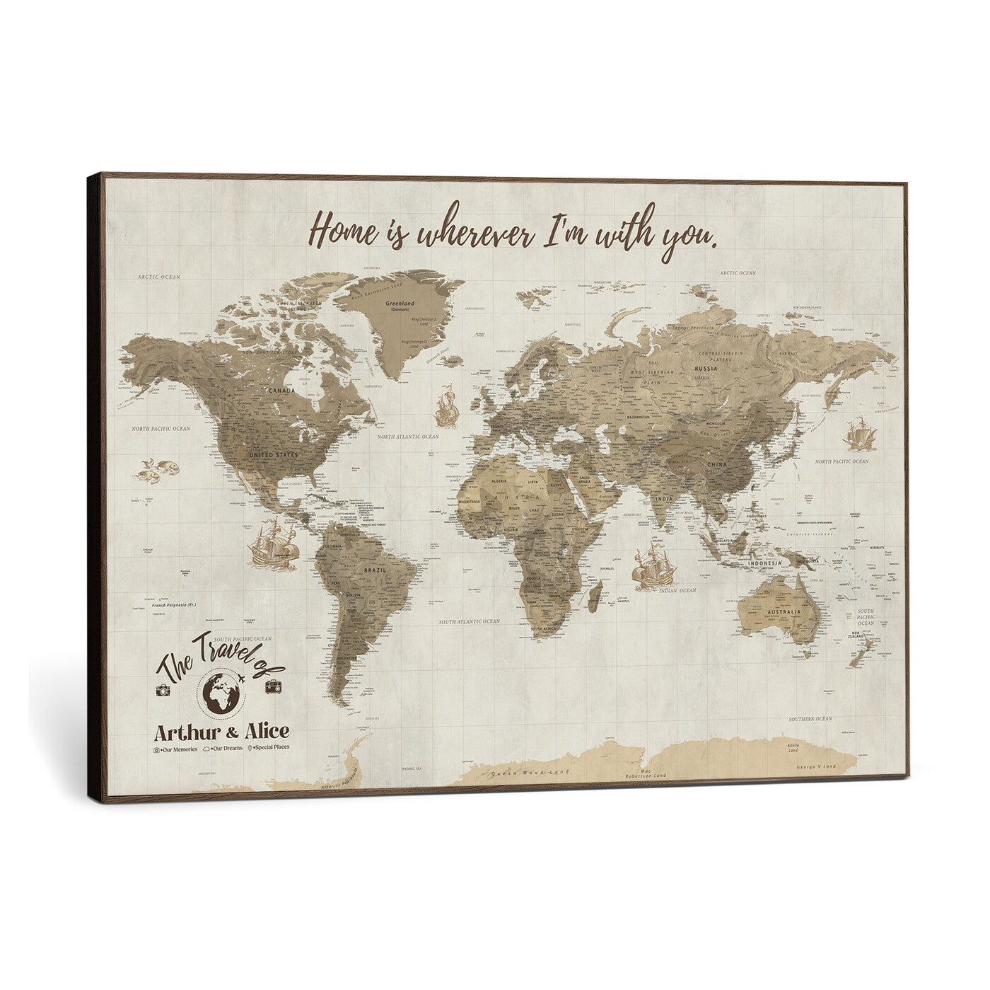 61351027-MGV-CV-36X24 - Custom Push Pin World Map Wall Art Canvas Print – Personalized Travel Tracker with Pins - NEWMAP-11