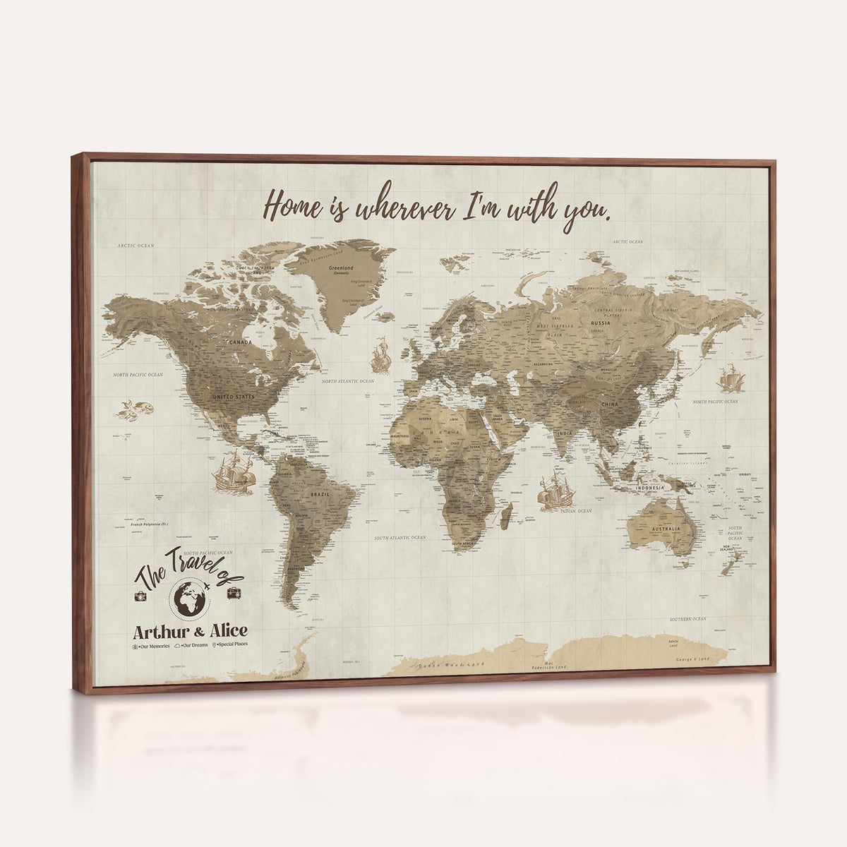 61351027-MGV-CV-36X24 - Custom Push Pin World Map Wall Art Canvas Print | Personalized Travel Tracker with Pins - NEWMAP-11