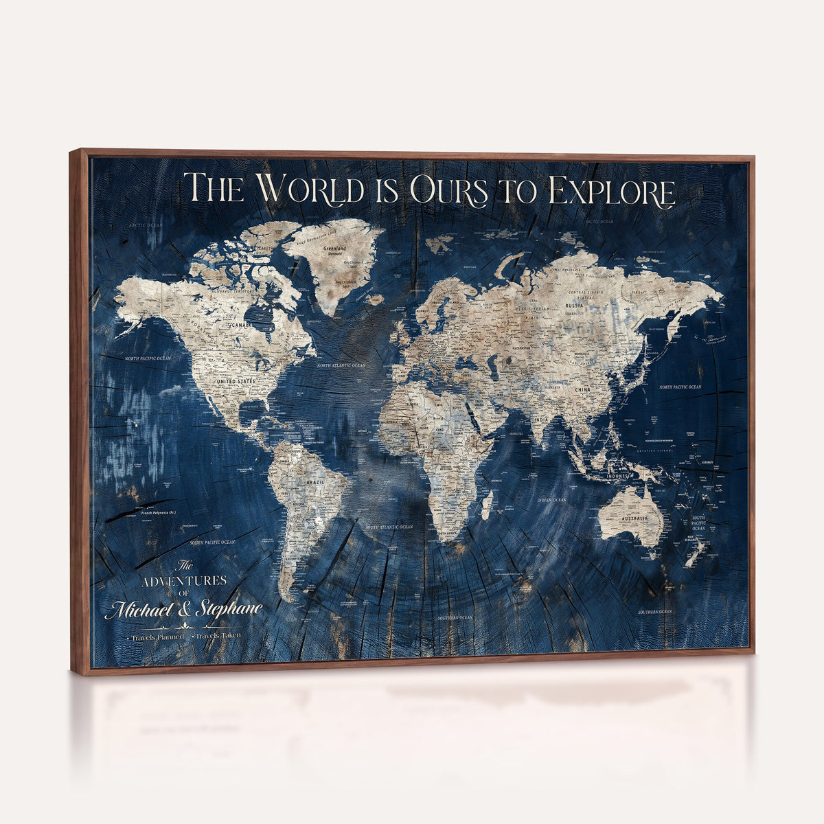 76965912-MGV-CV-36X24 - Custom Push Pin World Map Wall Art Canvas Print – Personalized Travel Tracker with Pins Framed Large for Home and Office Decor