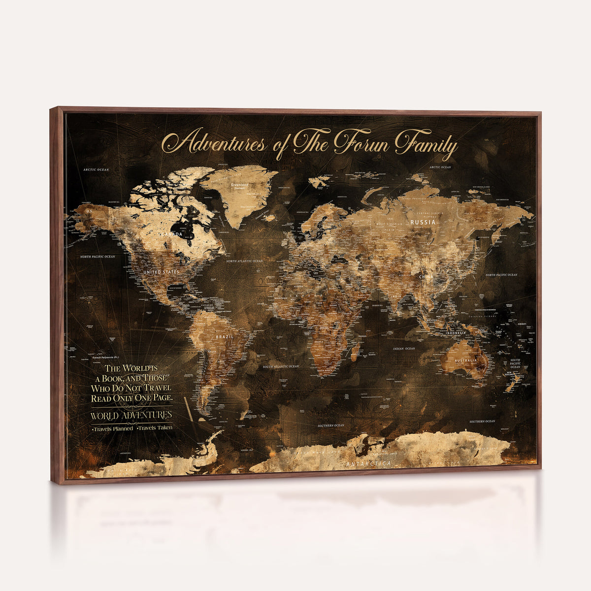 20594960-MGV-CV-36X24 - Custom Push Pin World Map Wall Art Canvas Print – Personalized Travel Tracker with Pins Framed Large for Home and Office Decor