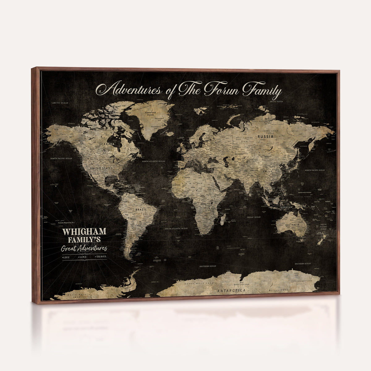 26348249-MGV-CV-36X24 - Custom Push Pin World Map Wall Art Canvas Print | Personalized Travel Tracker with Pins Framed Large for Home and Office Decor