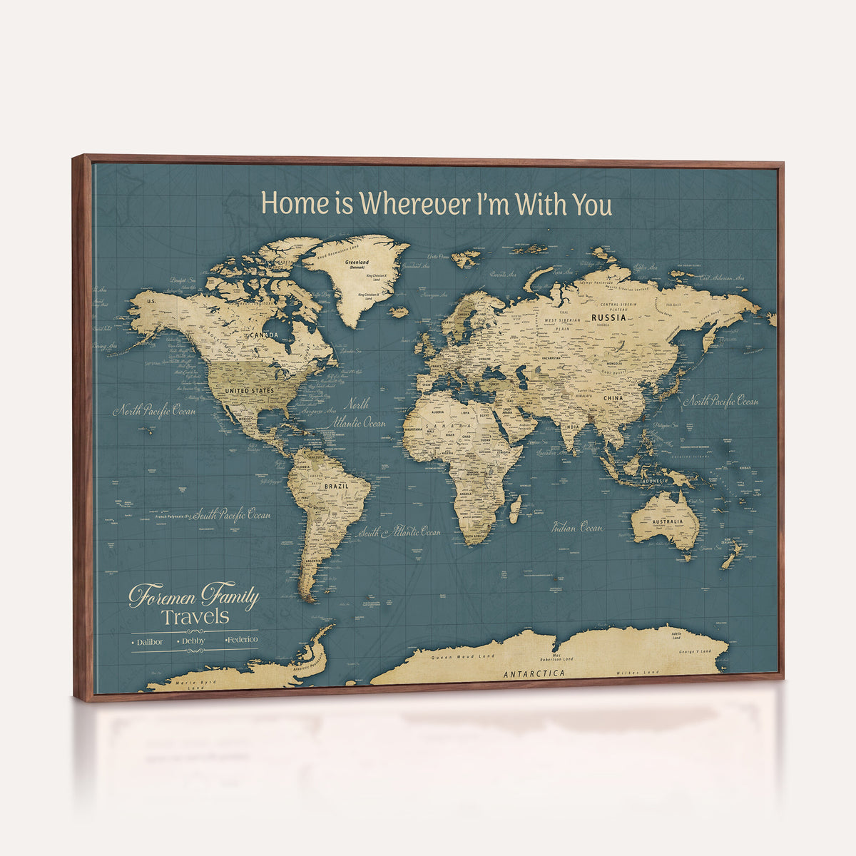 15936891-MGV-CV-36X24 - Custom Push Pin World Map Wall Art Canvas Print | Personalized Travel Tracker with Pins Framed Large for Home and Office Decor