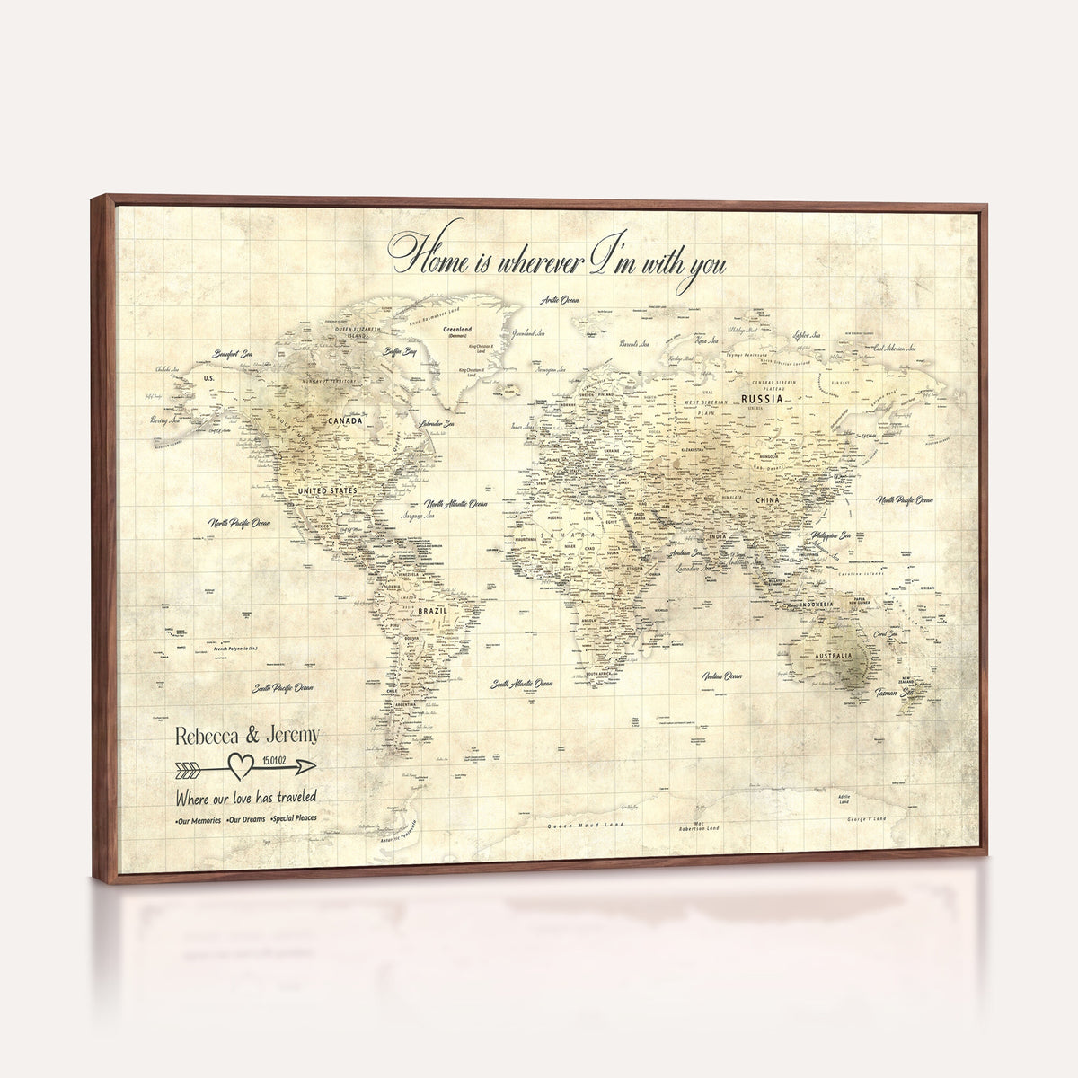 30705590-MGV-CV-36X24 - Custom Push Pin World Map Wall Art Canvas Print | Personalized Travel Tracker with Pins Framed Large for Home and Office Decor