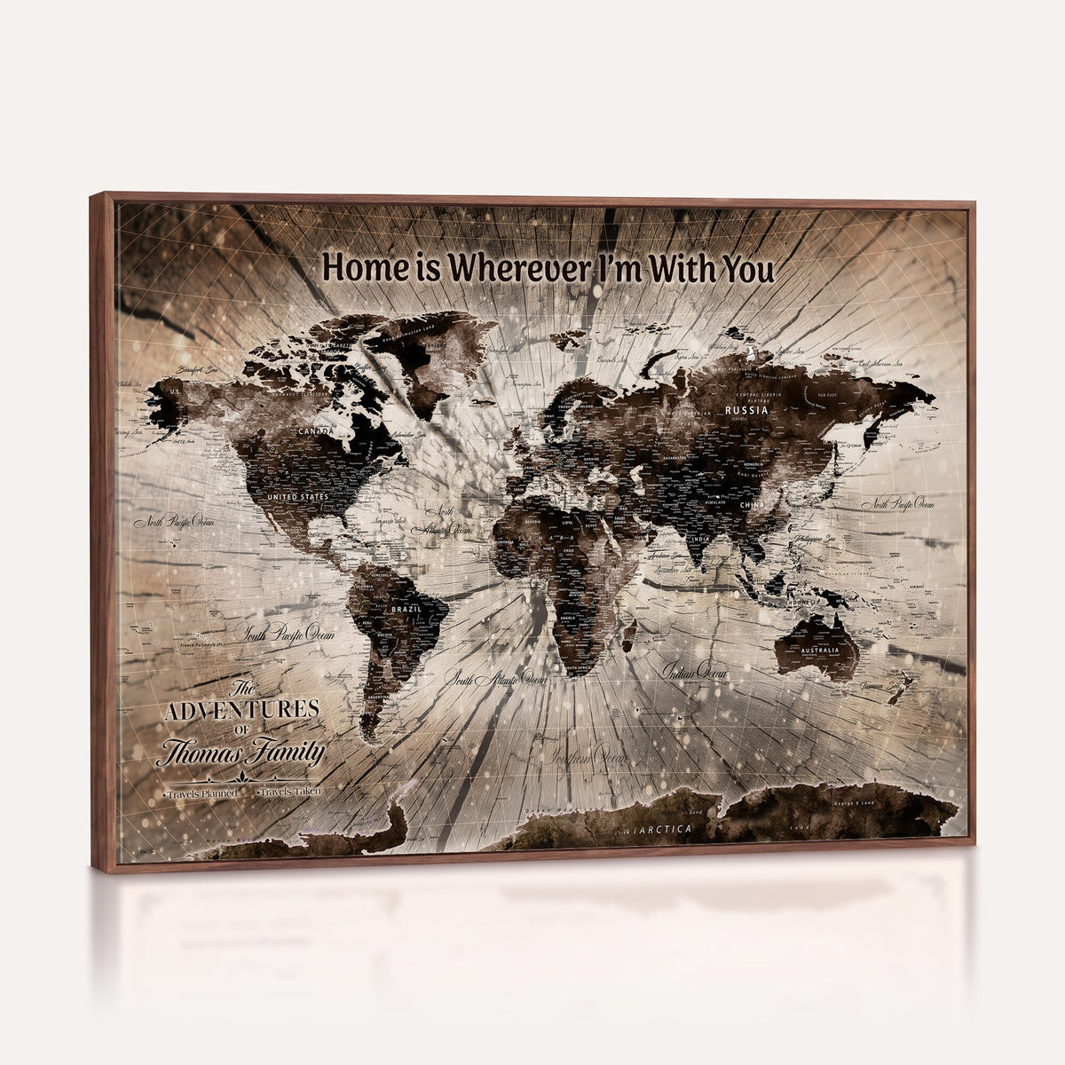 12350515-MGV-CV-36X24 - Personalized Push Pin World Map Wall Art Canvas Print, Customizable Framed Travel Map - NEWMAP-085