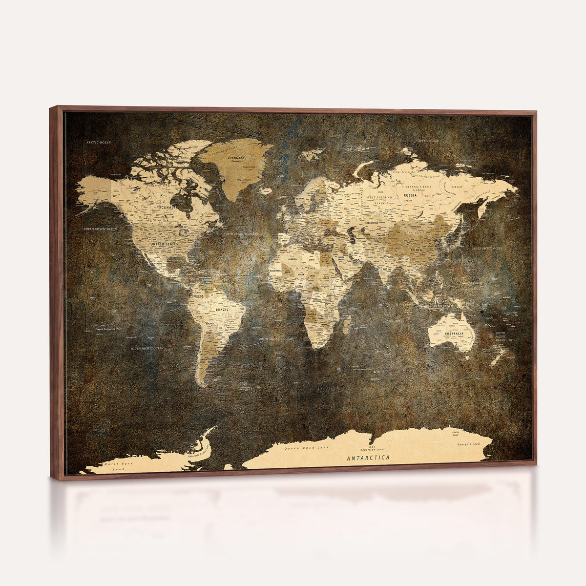 89742472-MGV-CV-36X24 - Large Framed Vintage World Map Wall Art Print for Home Wall