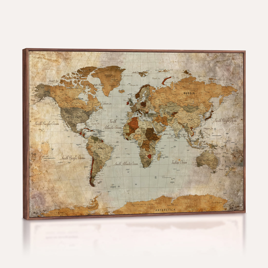 Large World Map Canvas Print | Detailed Map of the World Wall Art