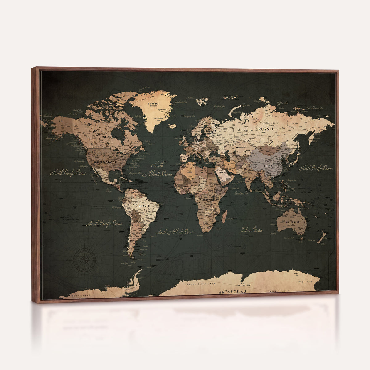 62059333-MGV-CV-36X24 - World Map Wall Art Canvas Print, Modern Decorative Framed Map Artwork Prints for Living Room, Office, Bedroom Wall Decor