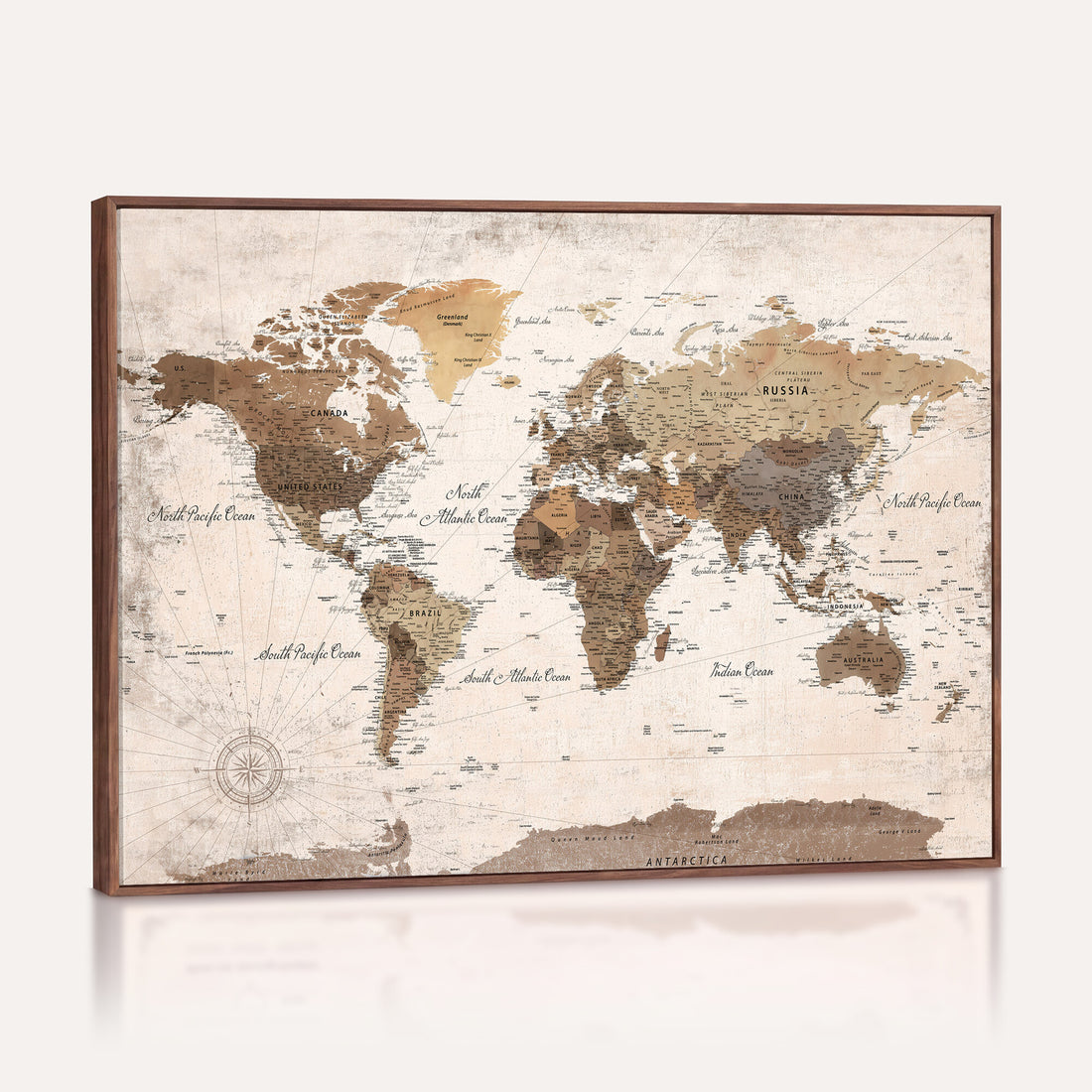 Modern World Map Canvas Print | Framed Travel Map Wall Art