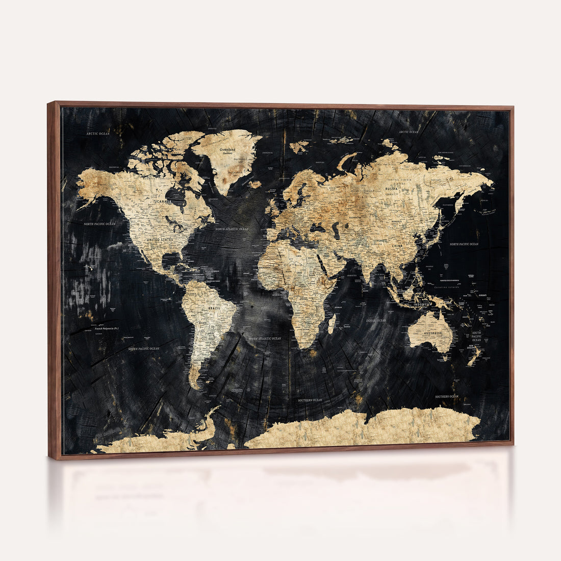 Framed Large World Map Wall Art Canvas Print for Living Room