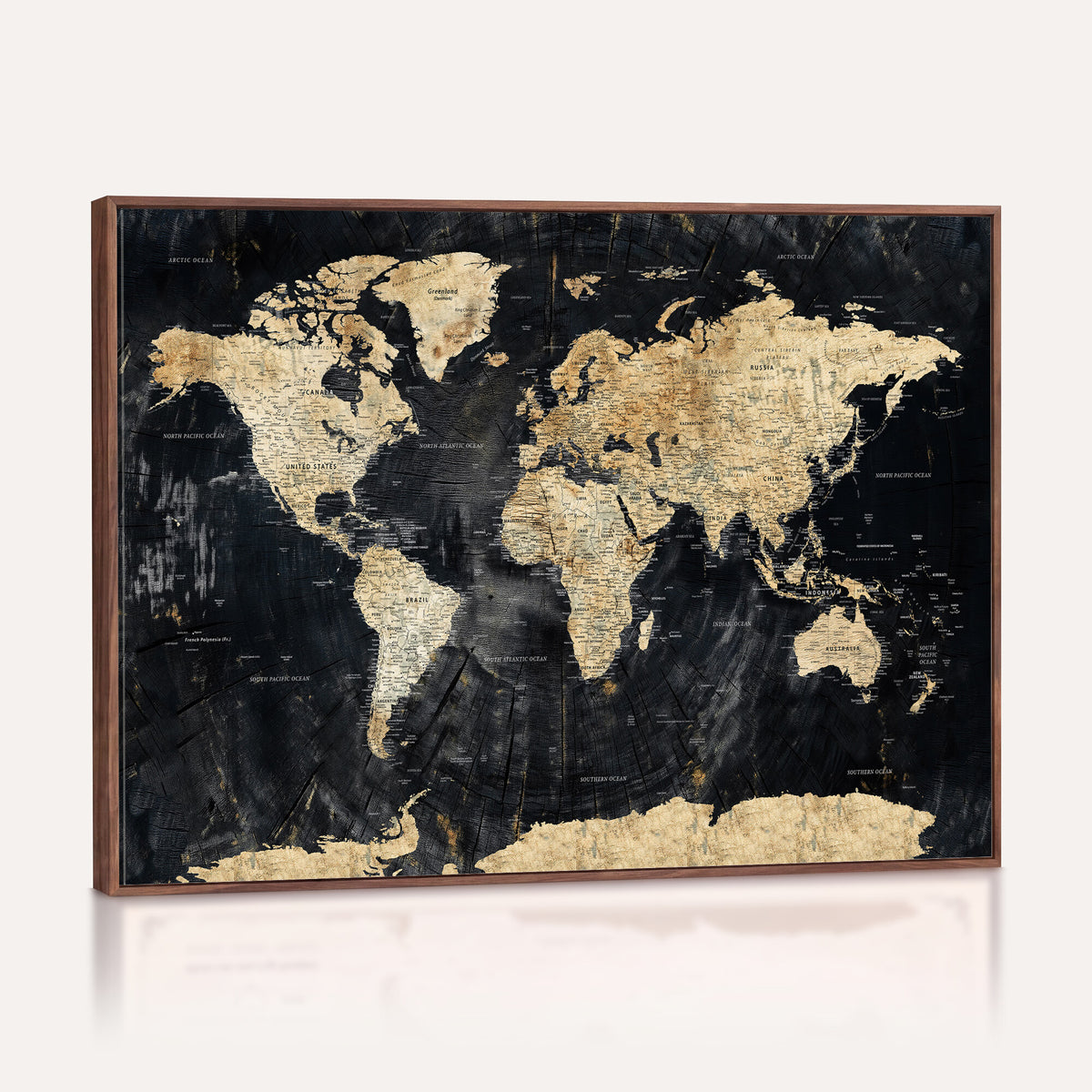 45535041-MGV-CV-36X24 - Framed Large World Map Wall Art Canvas Print for Living Room