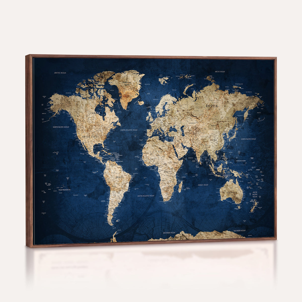 57503519-MGV-CV-36X24 - World Map Canvas Print – Framed Travel Map Wall Art for