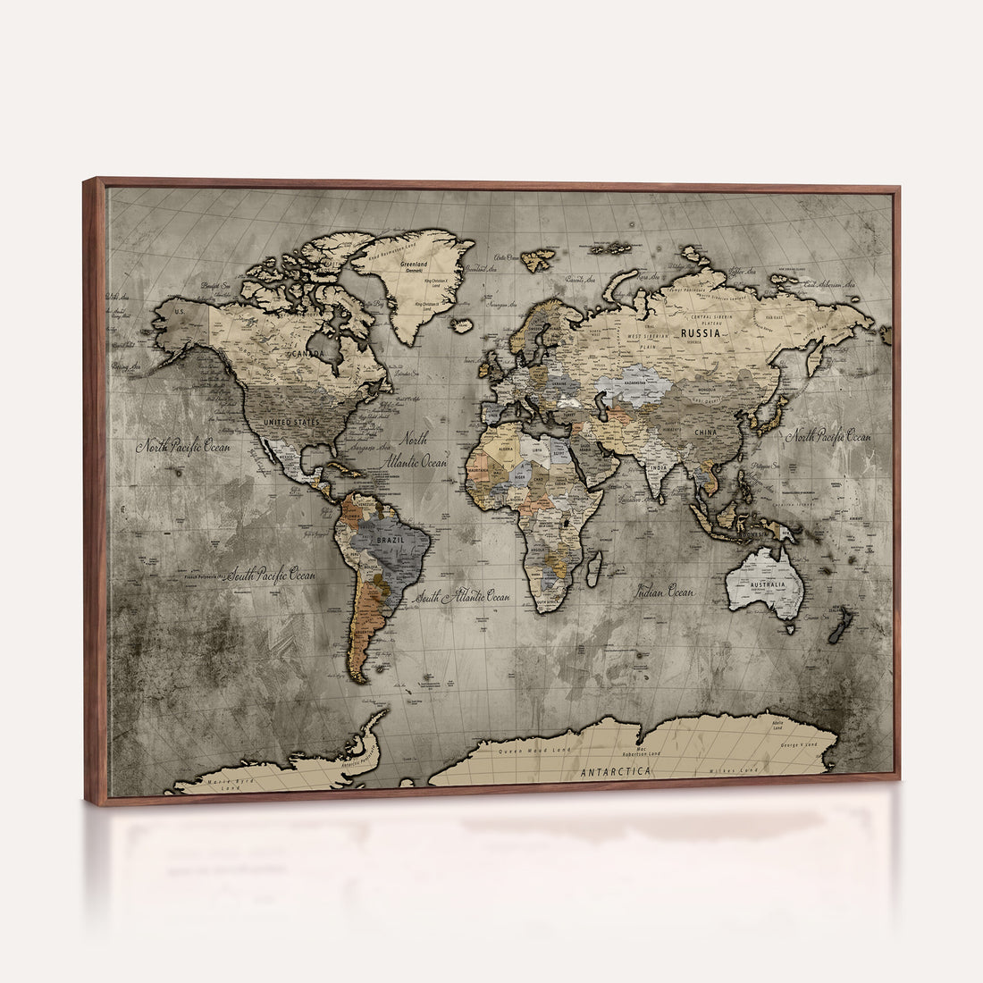 World Map Canvas Print, Detailed Map of the World Wall Art