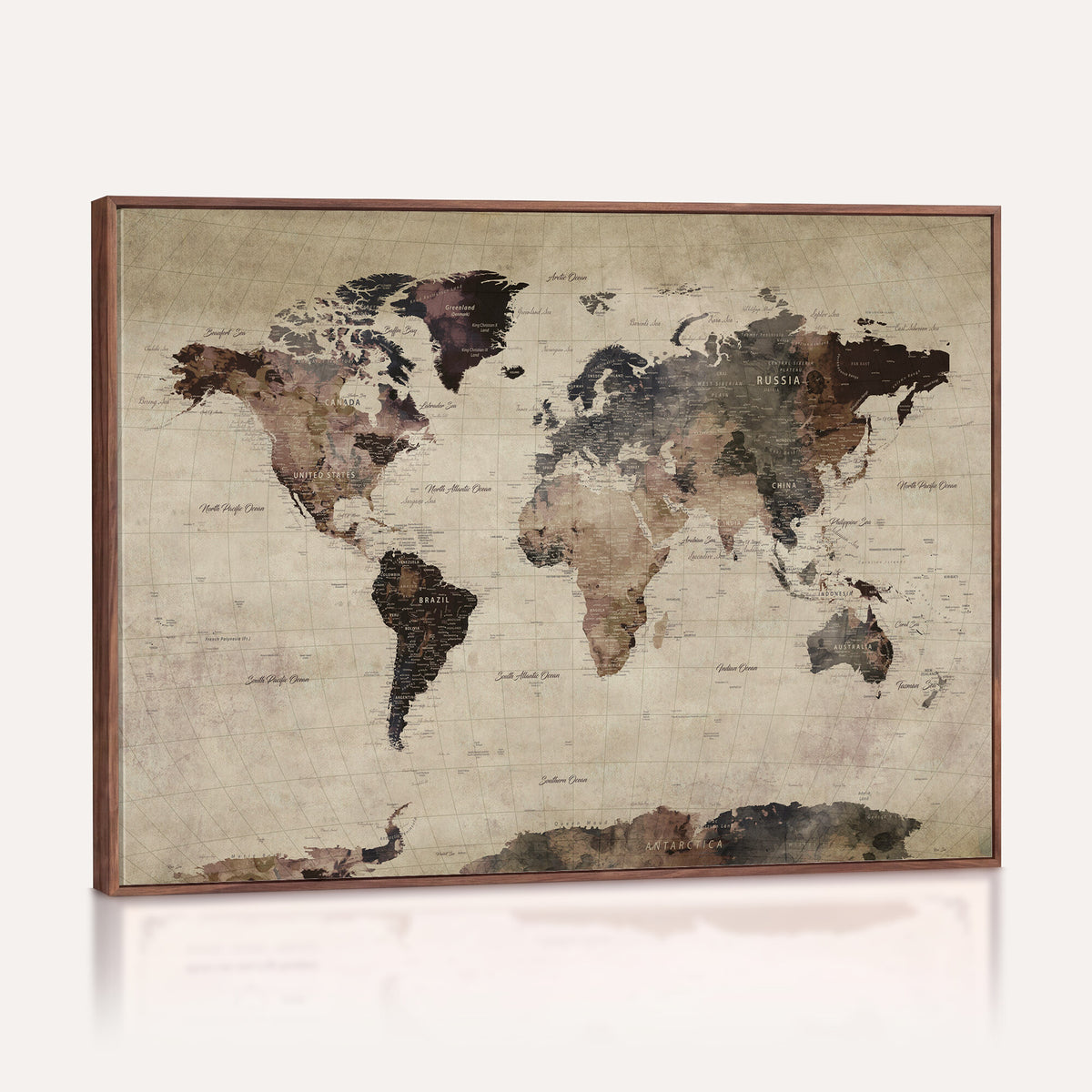59159103-MGV-CV-36X24 - World Map Canvas Print, Detailed Map of the World, Adventure Gift for Couples and Anniversaries