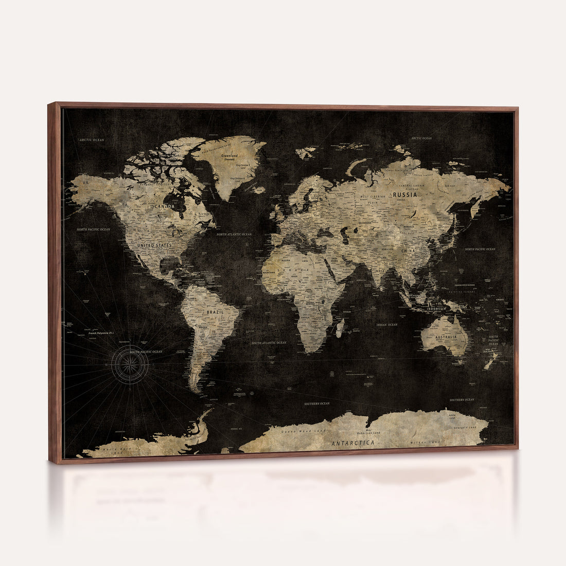 Push Pin World Map Canvas Wall Art Print, Interactive Travel Map