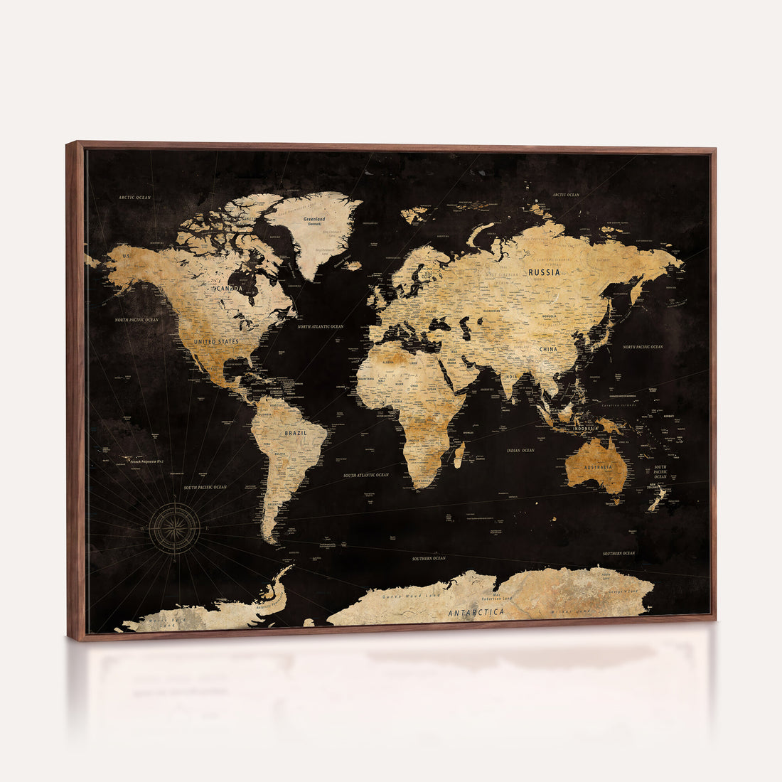 Extra Large World Map Canvas Print | Detailed Classic Map Artwork