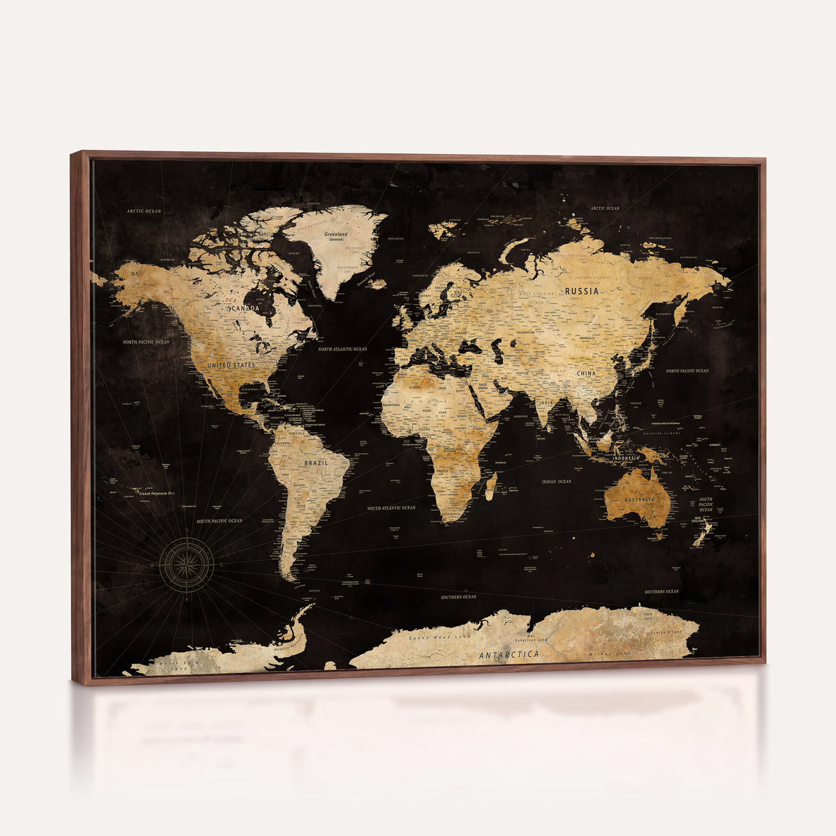 70468159-MGV-CV-36X24 - Extra Large World Map Canvas Print – Detailed Map Classic