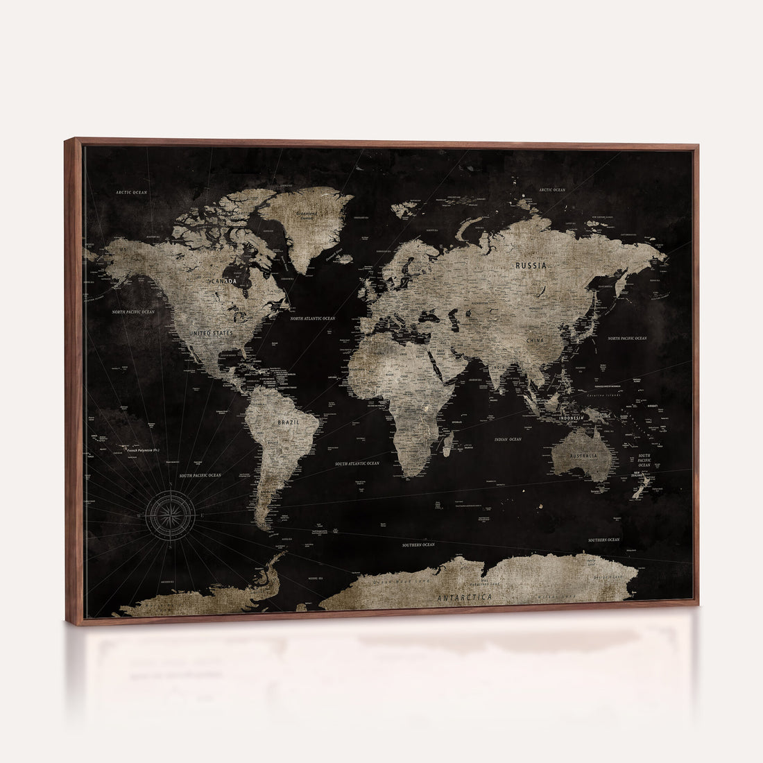 Detailed World Map Wall Art Print | Large Framed World Map Canvas