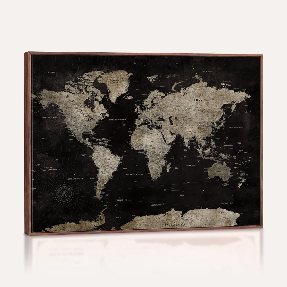 56225956-MGV-CV-36X24 - Detailed World Map Wall Art Print - Large Framed World Map