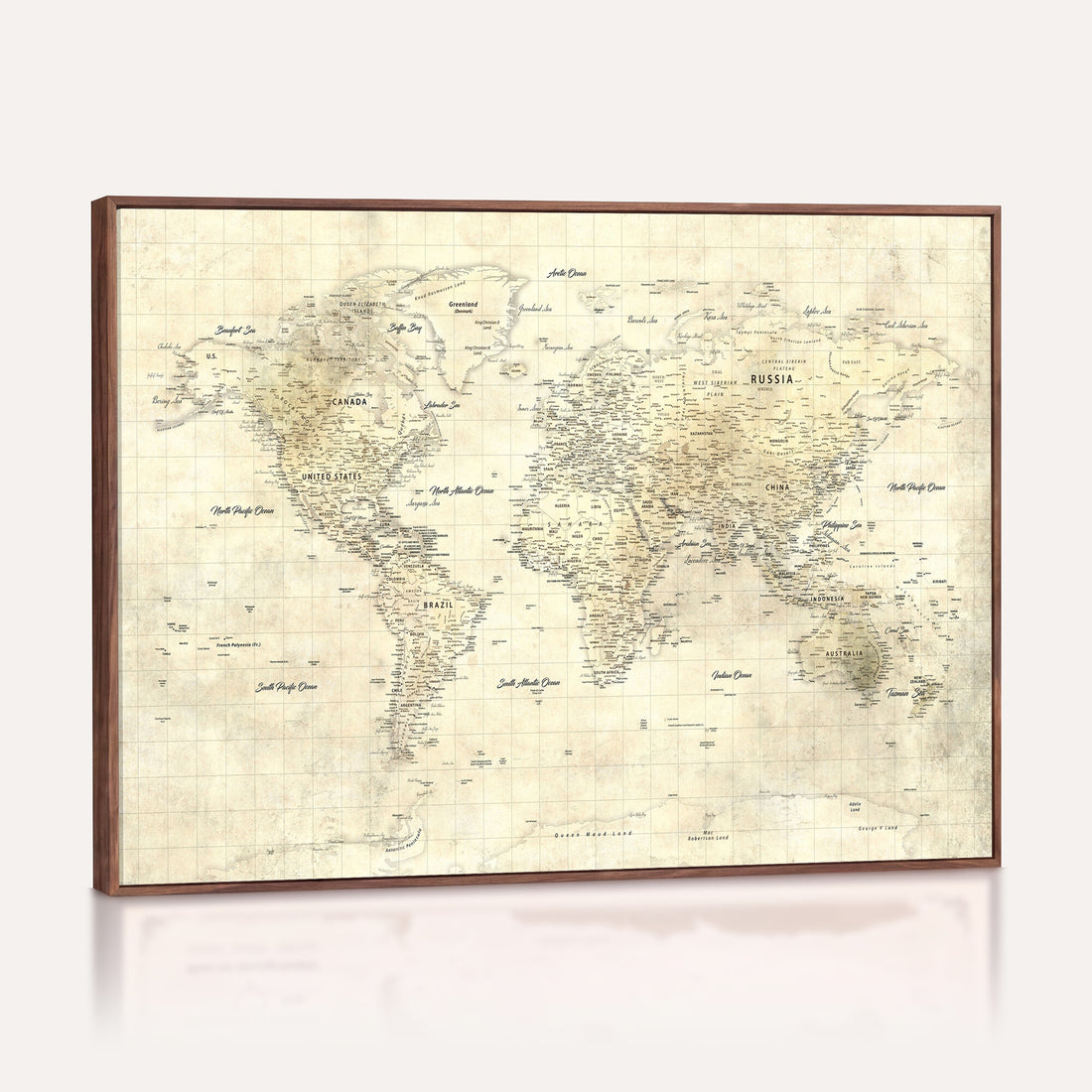 Colorful Watercolor World Map Canvas Wall Art | Framed Modern Map Print