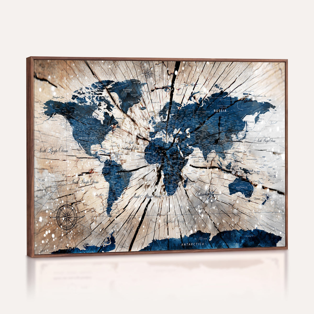 19478704-MGV-CV-36X24 - World Map Wall Art Canvas Print, Modern Decorative Framed Map Artwork Prints for Living Room, Office, Bedroom Wall Decor