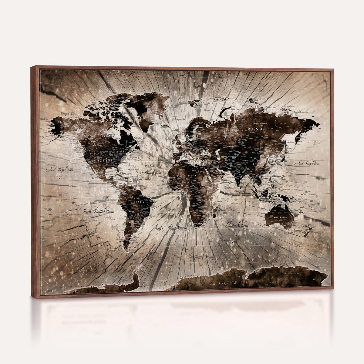 94623295-MGV-CV-36X24 - World Map Wall Art Canvas Print, Modern Decorative Framed Map Artwork Prints for Living Room, Office, Bedroom Wall Decor