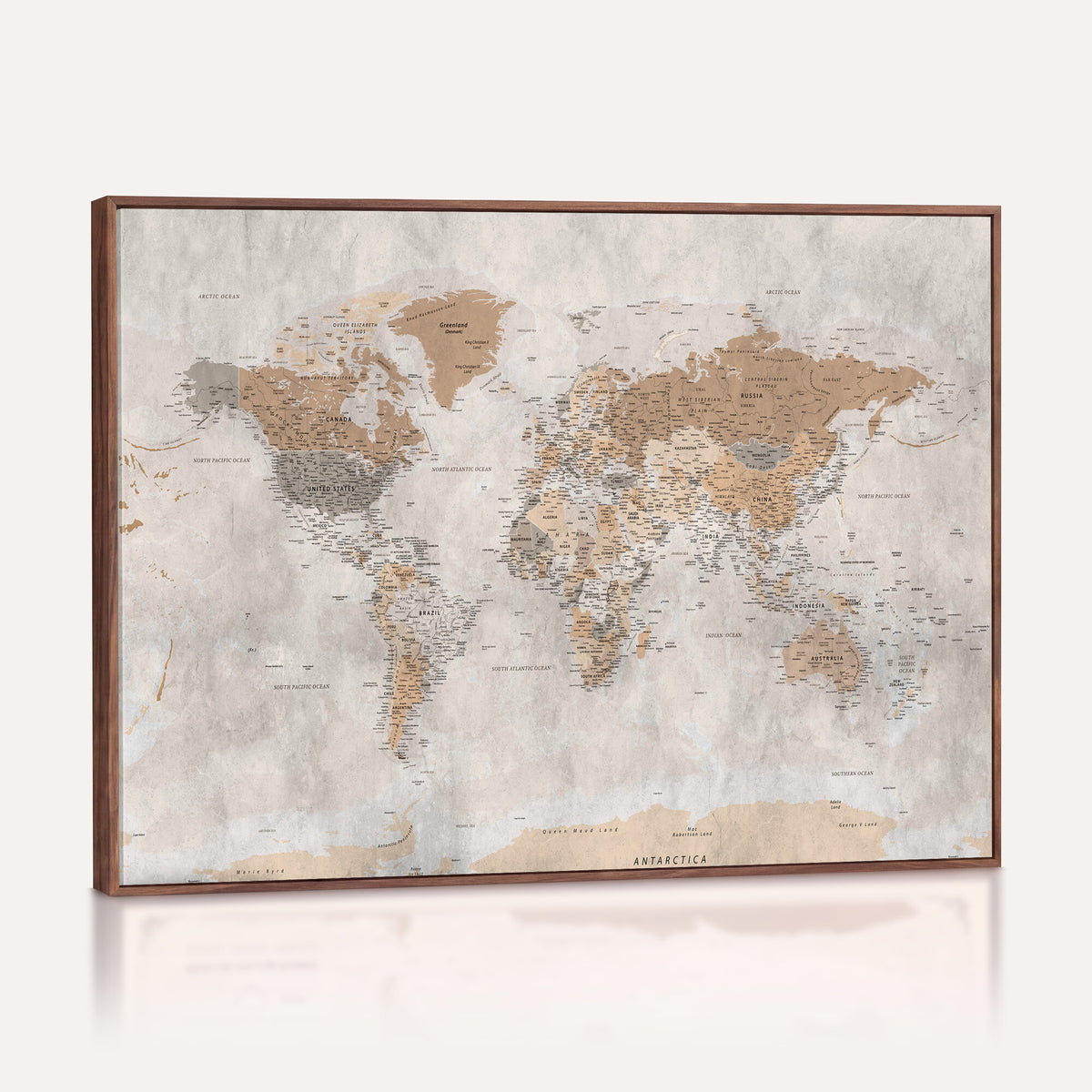 34051638-MGV-CV-36X24 - Detailed World Map Wall Art Canvas Print for Home and Office Decor
