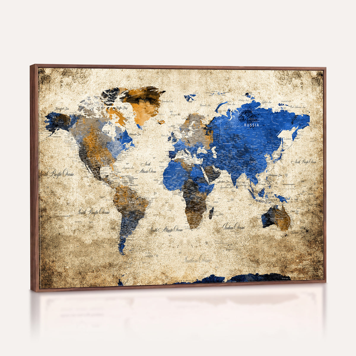 27314341-MGV-CV-36X24 - World Map Wall Art Canvas Print, Modern Decorative Framed Map Artwork Prints for Living Room, Office, Bedroom Wall Decor