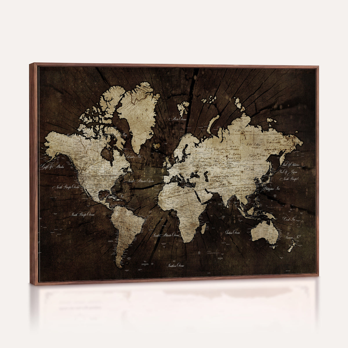 40991509-MGV-CV-36X24 - World Map Wall Art Canvas Print, Modern Decorative Framed Map Artwork Prints for Living Room, Office, Bedroom Wall Decor