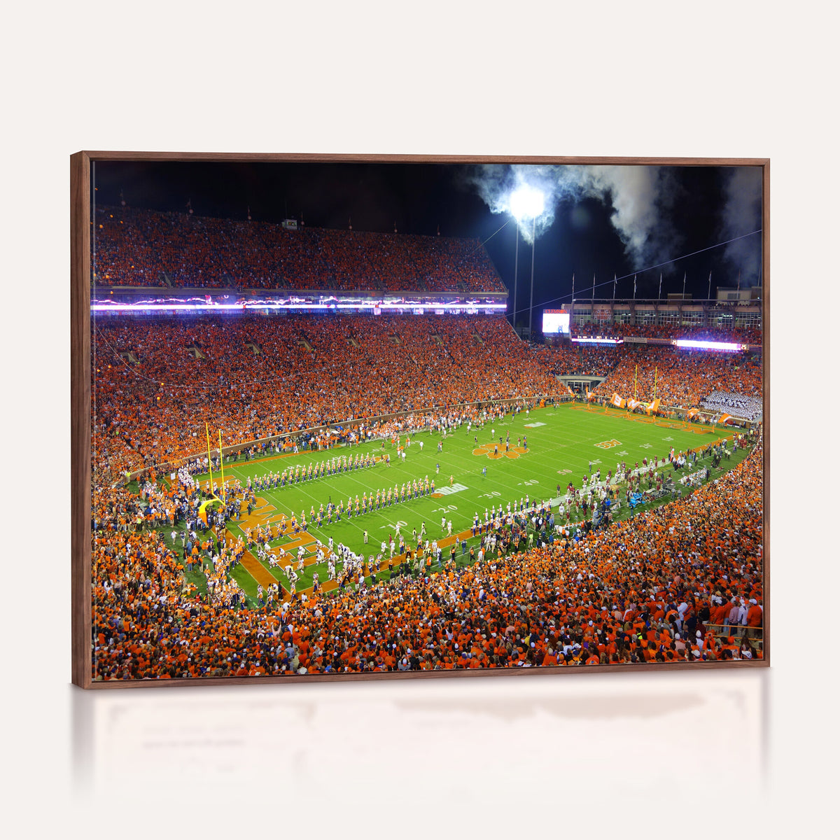 43662631-MGV-CV-36X24 - Clemson Football Stadium Wall Art Canvas Print, College Football Crowd Night Game Scene, Orange Stadium Panorama Wall Decor