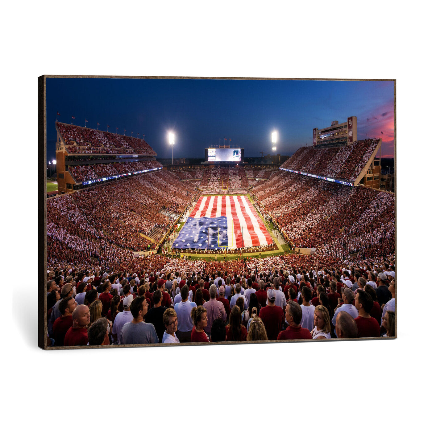 59917418-MGV-CV-36X24 - Oklahoma Memorial Stadium Wall Art Canvas Print – Oklahoma Sooners Football Artwork for Home, Office, and Sports Room Decor