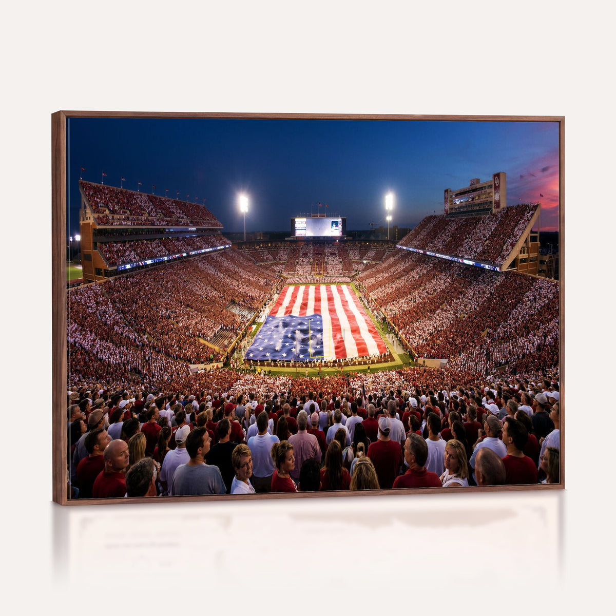 59917418-MGV-CV-36X24 - Oklahoma Memorial Stadium Wall Art Canvas Print | Oklahoma Sooners Football Artwork for Home, Office, and Sports Room Decor