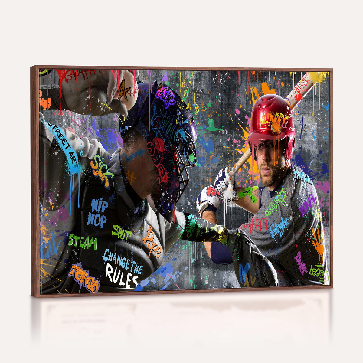 19634994-MGV-CV-36X24 - Graffiti Baseball Player Street Art Wall Art Canvas Print