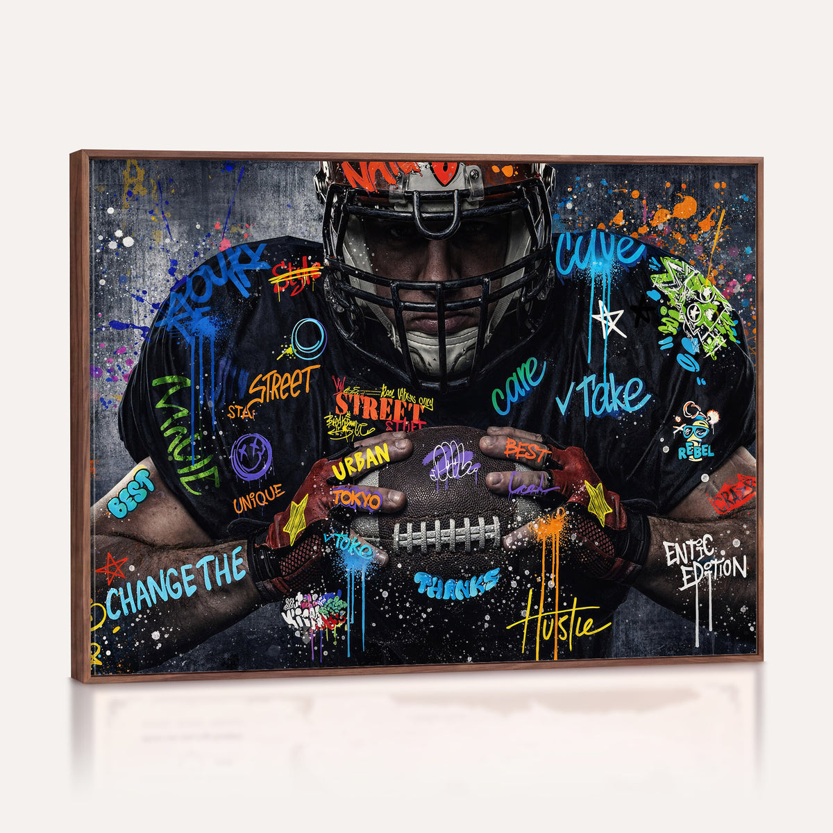 55267256-MGV-CV-36X24 - Graffiti American Football Player Street Art Wall Art Canvas Print