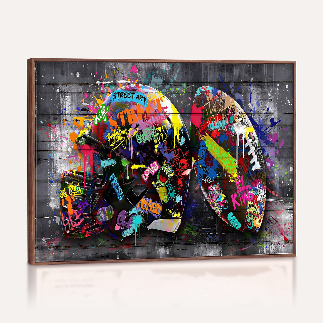 Graffiti American Football Helmet Street Art Wall Art Canvas Print
