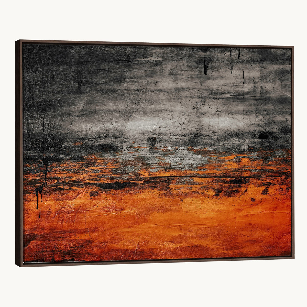Black Orange Abstract Wall Art Canvas Print Modern Painterly Style