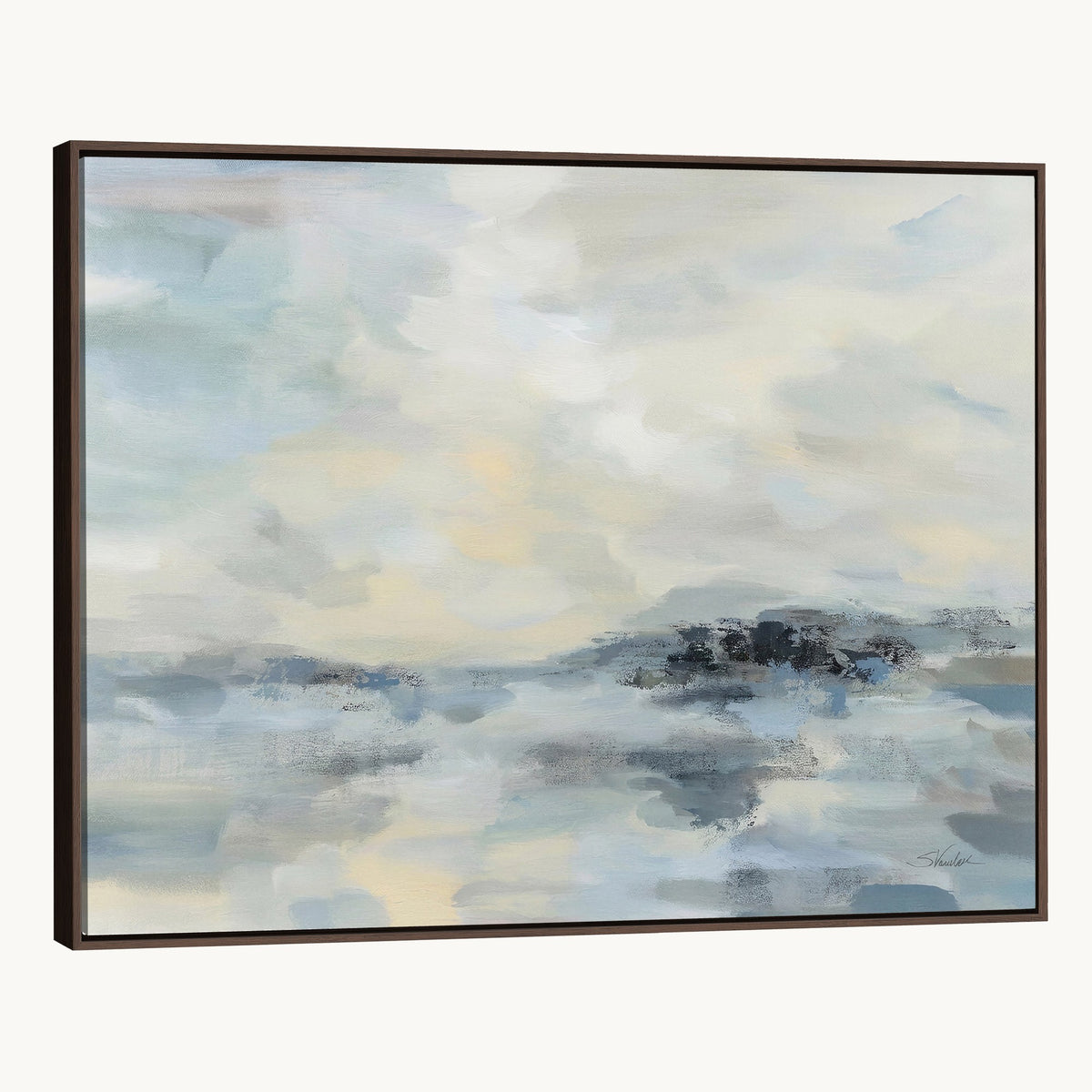 Abstract Coastal Landscape Wall Art Canvas Print | Soft Blue Gray Minimalist Art
