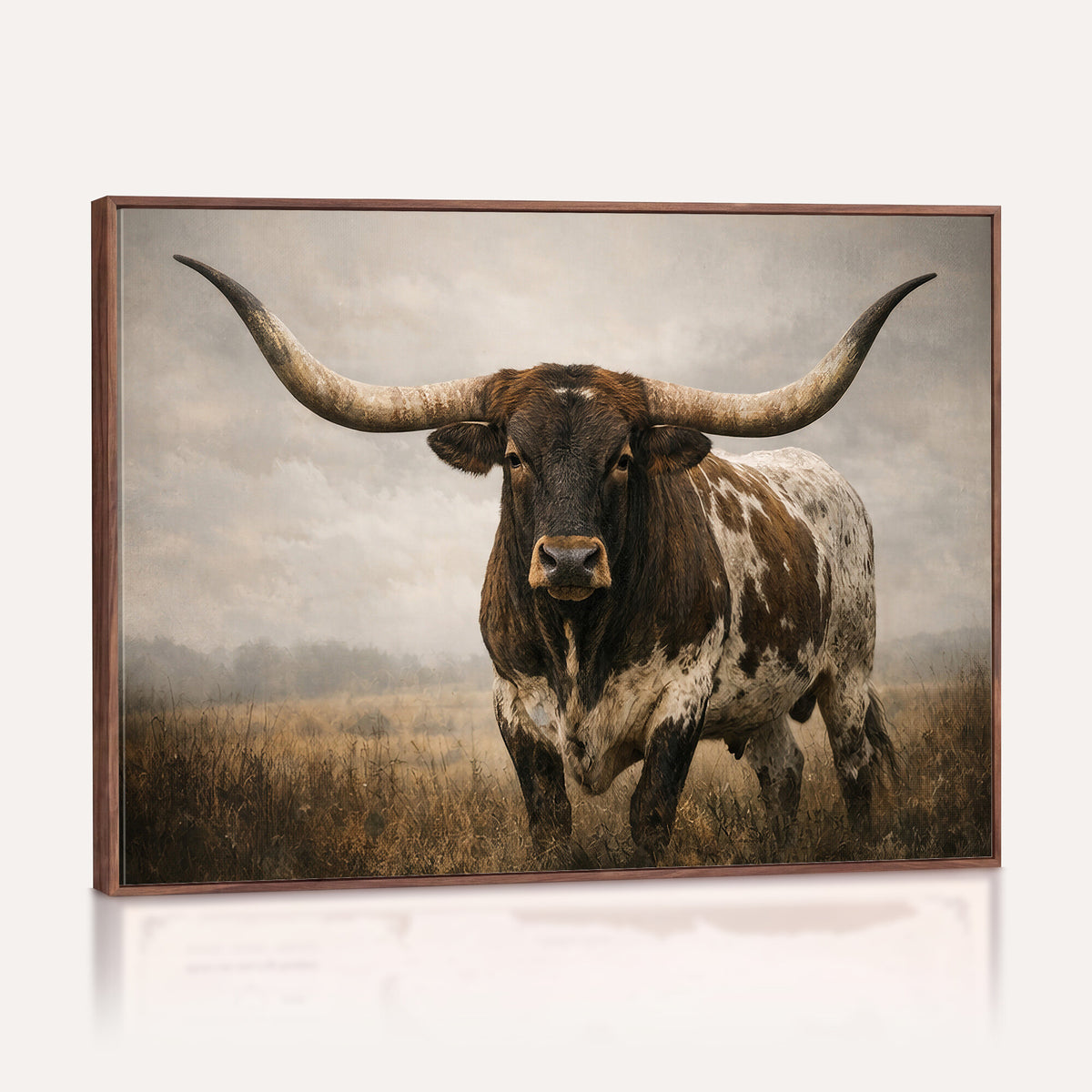 17622011L-_Poster-30x20 - Longhorn Bull Wall Art Canvas Print, Western Farmhouse Decor