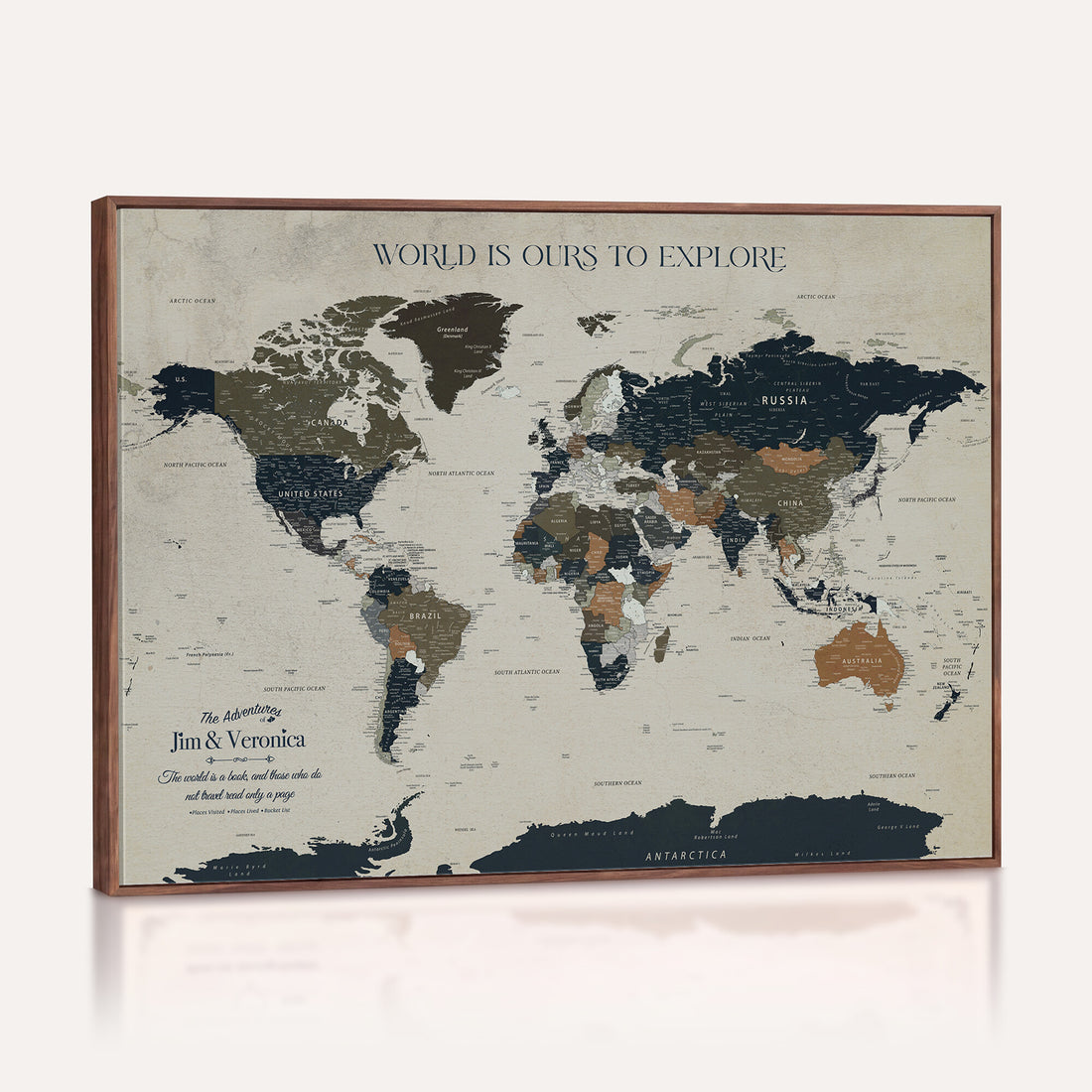 Custom Push Pin World Map Wall Art Canvas Print | Personalized Travel Tracker