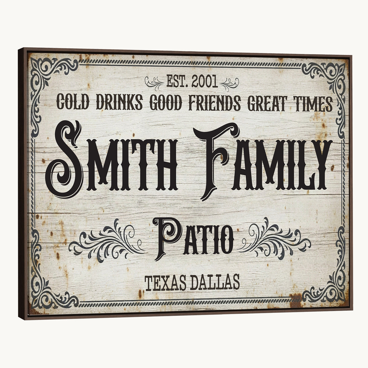 82858529-MGV-CV-36X24 - Custom Family Patio Sign Wall Art Canvas Print, Personalized Rustic Backyard Decor