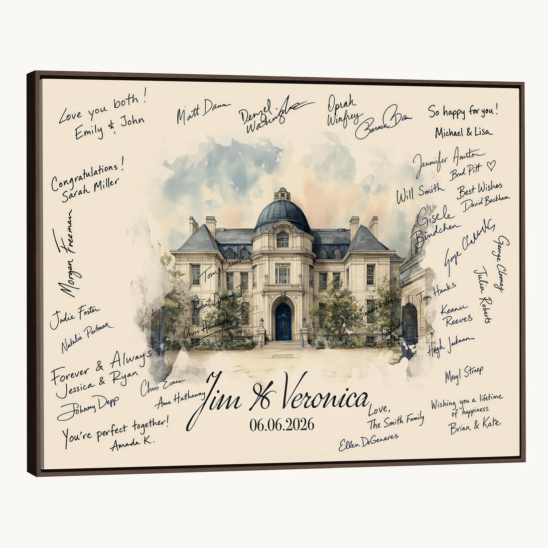 Venue Wedding Guest Book Alternative, Personalized Signature Canvas
