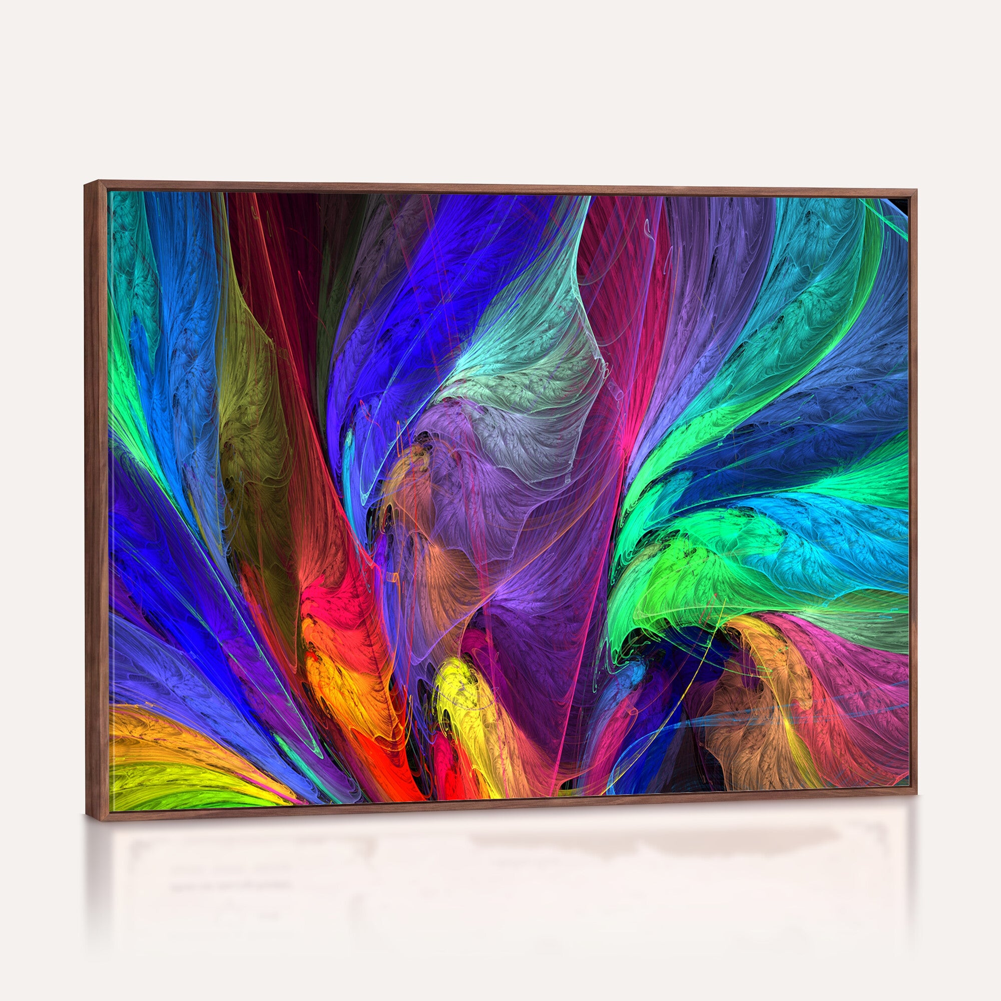 376925791-MGV-CV-36X24 - Colorful Abstract Canvas Wall Art, Rainbow Swirl Fractal Print, Bold Multicolor Living Room Decor, Vibrant Energy Art, Large Abstract Wall Art