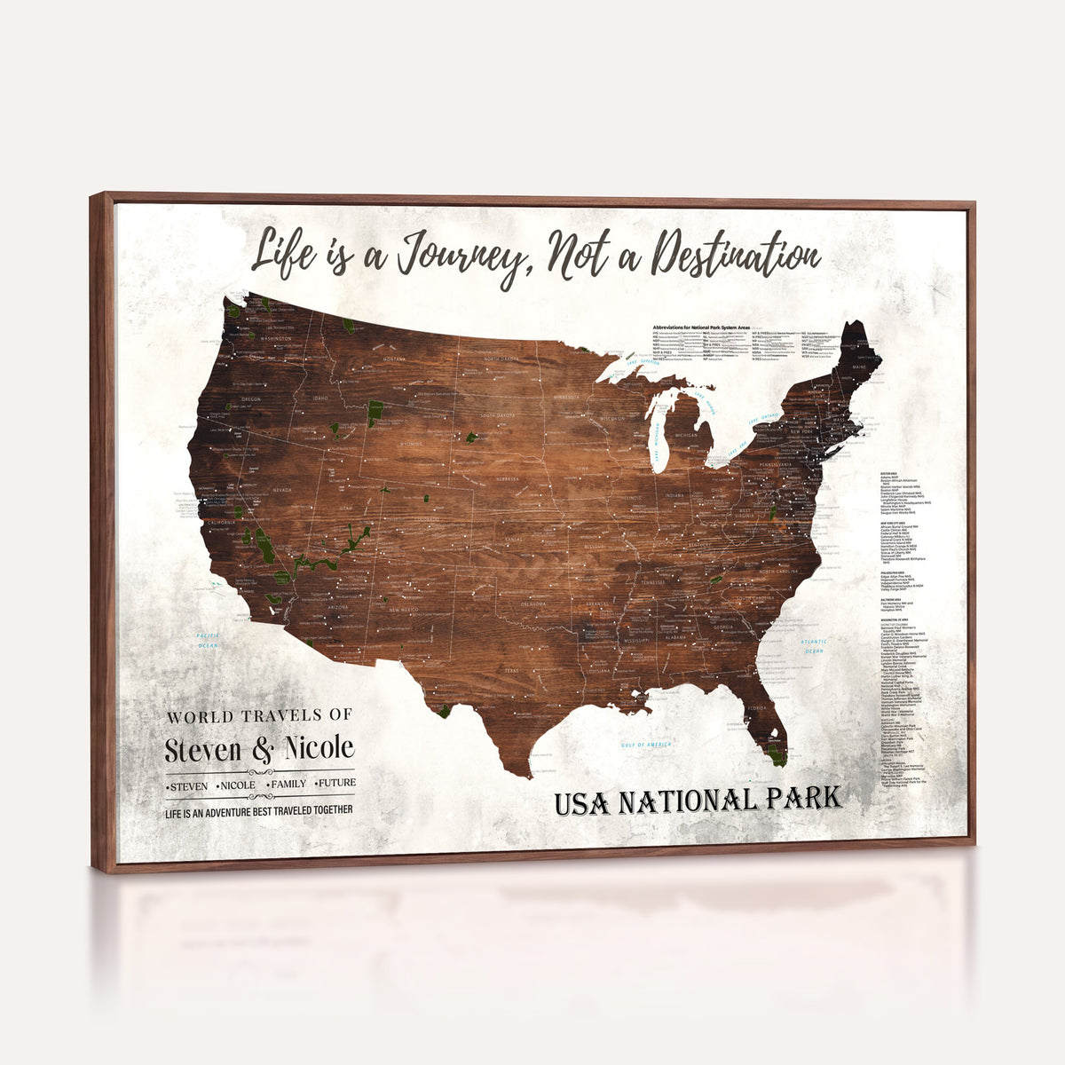 24049800-MGV-CV-36X24 - Personalized USA National Park Push Pin Travel Map Canvas Print