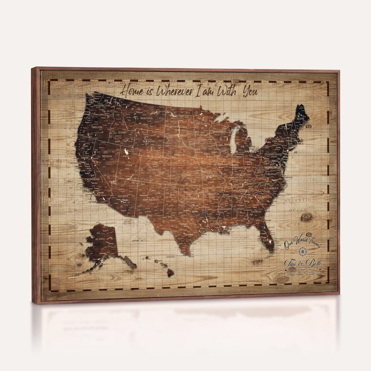19102499U-MGV-CV-36X24 - Personalized USA Push Pin Travel Map Canvas for Adventure Wall Decor